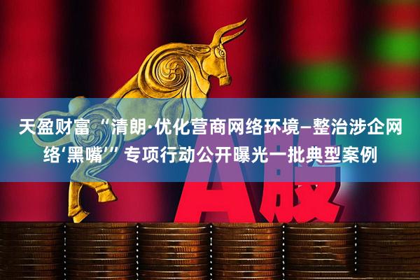 天盈财富 “清朗·优化营商网络环境—整治涉企网络‘黑嘴’”专项行动公开曝光一批典型案例