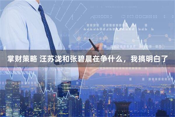 掌财策略 汪苏泷和张碧晨在争什么，我搞明白了